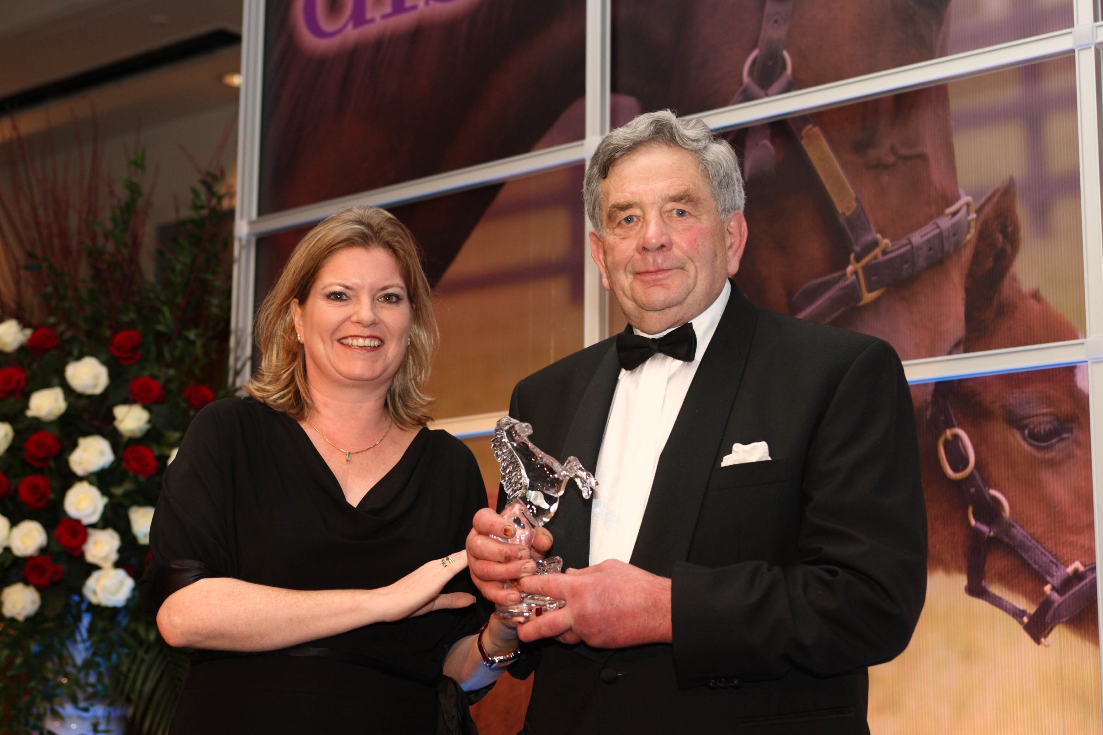 Petplan's Marketing Manager, Alison Andrew with Petplan's Equine Vet of the Year winner, David Denny